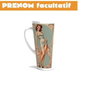 Mug à café Latte en céramique blanche 483 ml (17 oz) collection pin up art déco