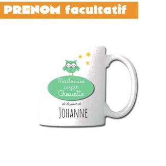 Mug maîtresse super chouette à personnaliser avec le prénom