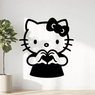 Sticker autocollant Hello Kitty fait Coeur avec doigts décoration decostickerstore - GN9AFF