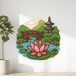 Autocollant Zen fleur de lotus dans un jardin japonais décoration decostickerstore - MWCN3U