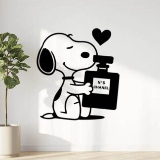 Sticker autocollant Snoopy aime Chanel n°5 décoration decostickerstore - MZKON9