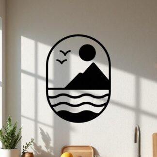 Sticker autocollant stickers mer et montagne avec soleil et mouettes décoration decostickerstore - N0PQHH