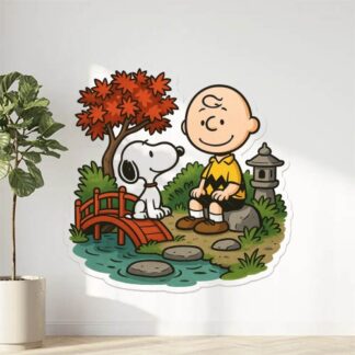 Autocollant Snoopy et Charly jardin japonais décoration decostickerstore - N0QXGF