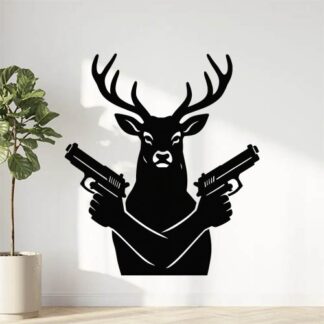 Sticker autocollant Cerf tenant des pistolets décoration decostickerstore - PKD4SK