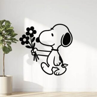 Sticker autocollant Snoopy offers flowers décoration decostickerstore - PKFRVO