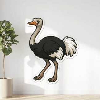 Autocollant Un oiseau autruche noir et blanc décoration decostickerstore - S2S8MR