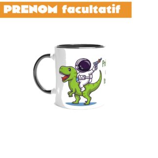 Mug 325 ml (11 oz) avec intérieur coloré dinosaure et astronaute à personnaliser