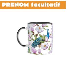 Mug en céramique blanche 325 ml (11 oz) collection la vie est belle Paon