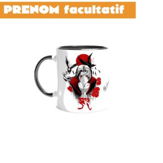 Mug en céramique blanche 325 ml (11 oz) avec intérieur coloré Itachi Uchiwa Naruto