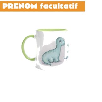 Mug en céramique blanche 325 ml (11 oz) avec intérieur coloré dinosaure à personnaliser