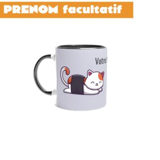 Mug 325 ml (11 oz) avec intérieur coloré sushi cat à personnaliser