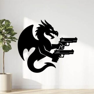 Sticker autocollant Dragon avec des pistolets décoration decostickerstore - TMLGQO
