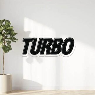 Autocollant Un autocollant avec le mot TURBO en noir brillant décoration decostickerstore - UAUWUC
