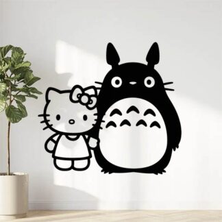 Sticker autocollant Hello Kitty amie avec Totoro décoration decostickerstore - UH0ART