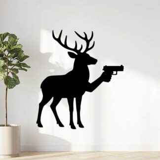 Sticker autocollant Cerf avec un pistolet décoration decostickerstore - UKHIEO