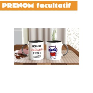 Mug en céramique blanche 325 ml (11 oz) avec intérieur coloré cool ou bad cat