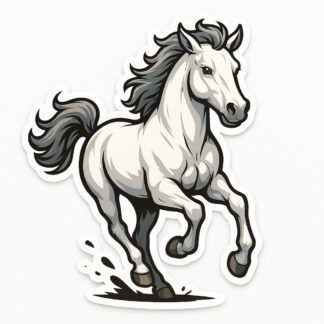 Autocollant CHEVAL BLANC AU GALOP décoration decostickerstore - 8LWNB0