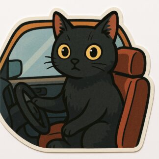 Autocollant un chat noir comme s'il était assis à l'intérieur d'un véhicule décoration decostickerstore - MP2P7L
