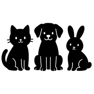 Sticker autocollant Chat chien et lapin mignon décoration decostickerstore - ELGOUK
