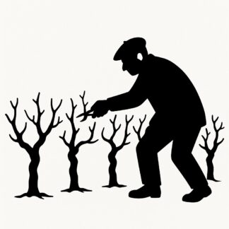 Sticker autocollant ENCORE UN AUTRE tailleur de rang de 4 ceps de vigne AVEC UN BERET BASQUE en hiver décoration decostickerstore - NPYI8N