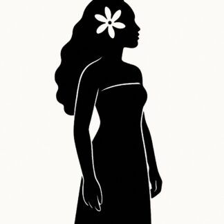 Sticker autocollant Femme tahitienne debout avec fleur de tiare dans les cheveux décoration decostickerstore - HK4P8T