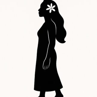 Sticker autocollant Femme tahitienne debout avec fleur de tiare dans les cheveux décoration decostickerstore - INOGHJ