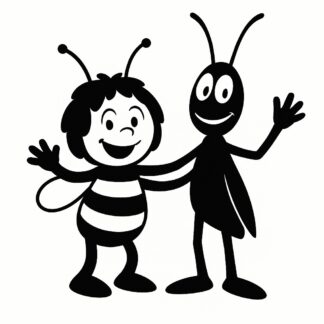 Sticker autocollant Maya l'abeille et son ami décoration decostickerstore - RHN2KV