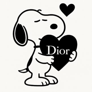 Sticker autocollant Snoopy aime Dior décoration decostickerstore - C11EEC