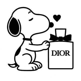 Sticker autocollant Snoopy aime Dior décoration decostickerstore - FEKCHN