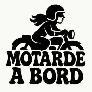 Sticker autocollant Texte stylé 70’s : Motarde à bord décoration decostickerstore - Y2PLXT