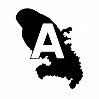 Sticker autocollant Un A de jeune conducteur avec dans le contour de la Martinique décoration decostickerstore - RRNTQA