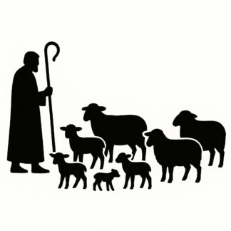 Sticker autocollant berger avec 5 brebis 3 agneaux 2 moutons décoration decostickerstore - EKKEGE