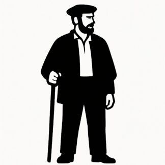 Sticker autocollant berger provençal DEBOUT avec un béret et une chemise décoration decostickerstore - NOUHMU