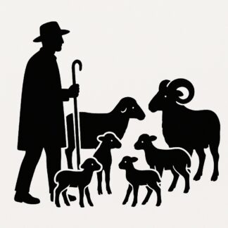 Sticker autocollant berger provençal sans cape, avec brebis, agneaux, moutons et un bélier décoration decostickerstore - 5WYPTM