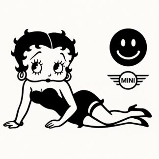 Sticker autocollant betty boop allongée côté gauche et stickers arrondi côté droit + logo mini décoration decostickerstore - NNL8GU