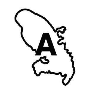 Sticker autocollant contour vide de la carte de la Martinique avec la lettre A pleine au milieu décoration decostickerstore - Q8Q2FS