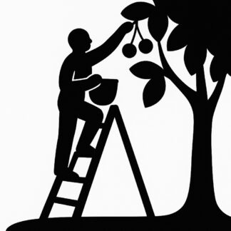 Sticker autocollant cueilleur de cerises sur une échelle décoration decostickerstore - 9WQJRO