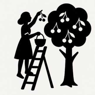 Sticker autocollant cueilleuse de cerises sur une échelle décoration decostickerstore - ZXXPGJ