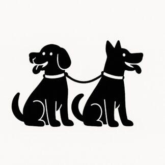 Sticker autocollant deux chiens joyeux sont attachés au même endroit et attendent décoration decostickerstore - GUQ5UH