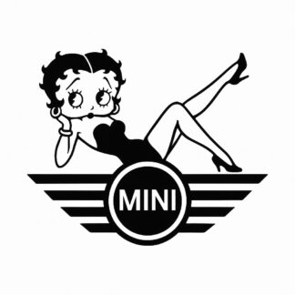 Sticker autocollant logo de voiture mini avec une betty boop allongée longueur 12 cm décoration decostickerstore - PCMPIA