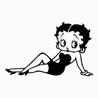 Sticker autocollant logo mini avec une betty boop allongée longueur 12 cm décoration decostickerstore - G1TBGS