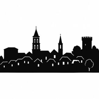 Sticker autocollant skyline du village d'ARAMON décoration decostickerstore - LEU2SU