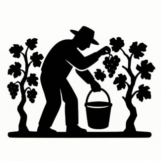 Sticker autocollant vendangueur de ceps de vignes avec seau décoration decostickerstore - DUZAEF