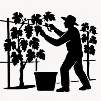 Sticker autocollant vendangueur de ceps de vignes palissées décoration decostickerstore - GRHNFF
