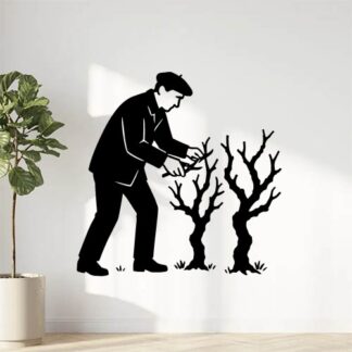 Sticker autocollant tailleur de ceps de vigne AVEC UN BERET BASQUE en hiver décoration decostickerstore - 7OEO05