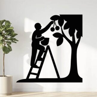 Sticker autocollant cueilleur de cerises sur une échelle décoration decostickerstore - 9WQJRO