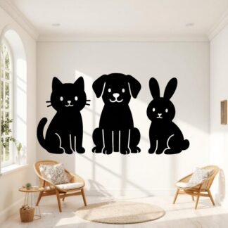 Sticker autocollant Chat chien et lapin mignon décoration decostickerstore - ELGOUK