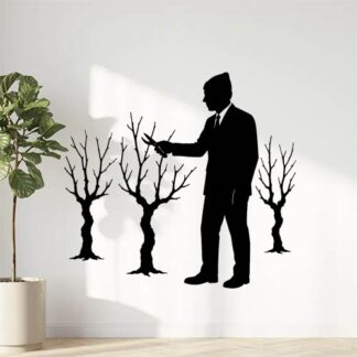 Sticker autocollant tailleur avec un bonnet, de rang de CEPS DE VIGNE EN HIVER décoration decostickerstore - EO2CTP