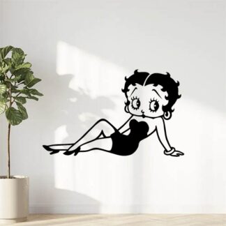 Sticker autocollant logo mini avec une betty boop allongée longueur 12 cm décoration decostickerstore - G1TBGS