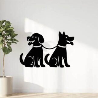 Sticker autocollant deux chiens joyeux sont attachés au même endroit et attendent décoration decostickerstore - GUQ5UH